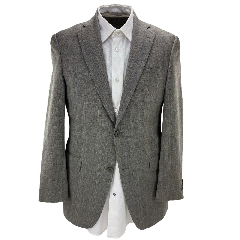 Hart Schaffner Marx Brown Blue Check Wool Blazer 2 Button Size 38R Single Vent